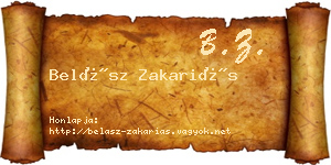 Belász Zakariás névjegykártya